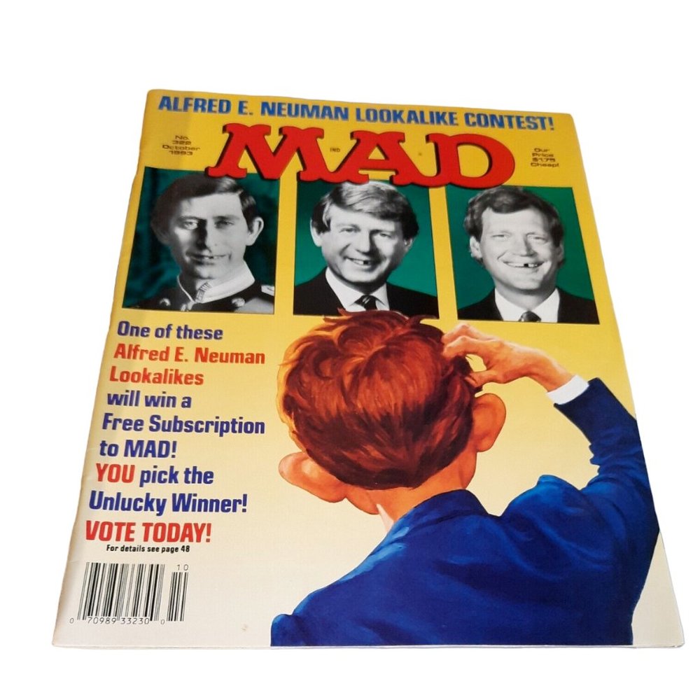 Mad Magazine October 1993 #322 LOOKALIKE CONTEST Vintage